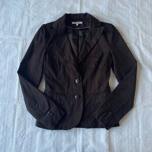 Chocolate Brown Fitted Blazer Office Siren Rw & Co